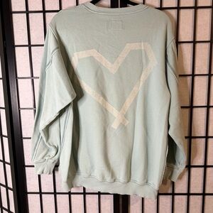 Aerie Light Blue Oversized Heart Sweatshirt Size Small
